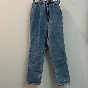 mom jeans with moons designs